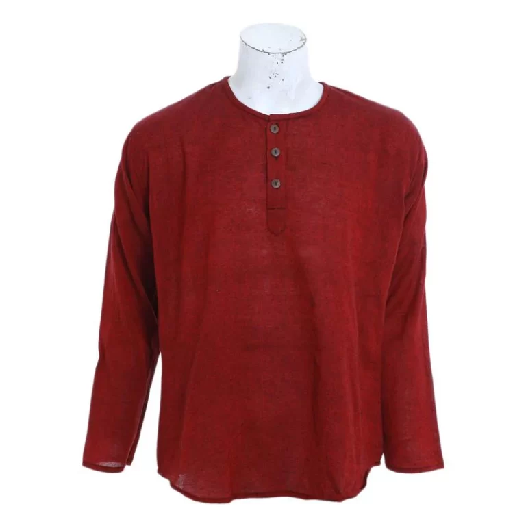 Handmade Lightweight Cotton Shirt | Summer Essential | Casual Style | Eco-Friendly Gift ! Classic Maroon Kurtha
