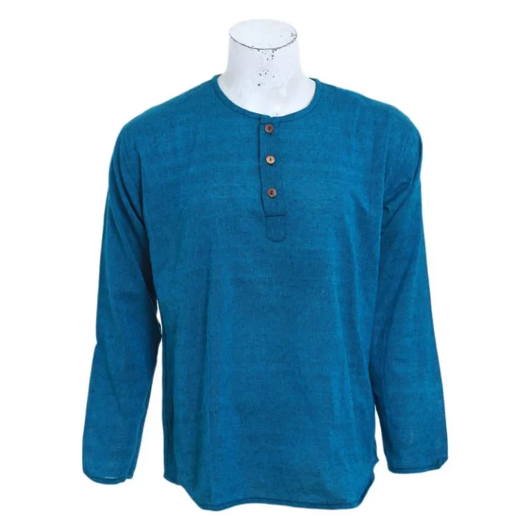Handmade Lightweight Cotton Shirt | Summer Essential | Casual Style | Eco-Friendly Gift ! Classic Turquoise Kurtha