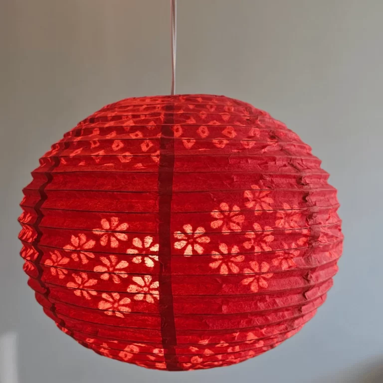 Handmade Nepali Kagaj AKA Lokta Paper Lampshades - Red Half Jali