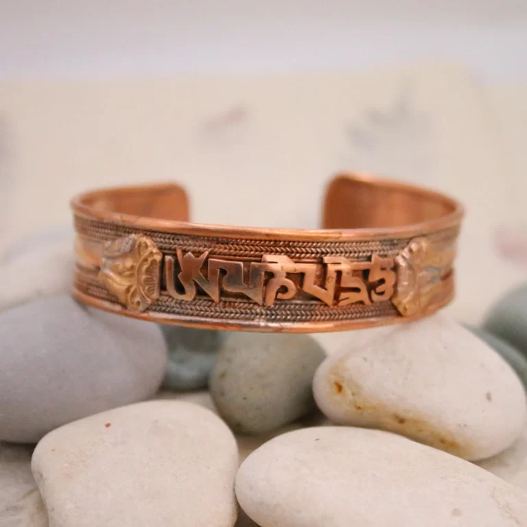 Tibetan Mantra carved copper bracelet - handmade pure copper bracelet