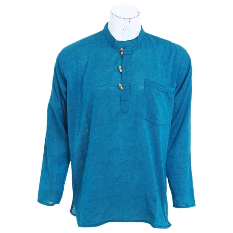 Handmade Lightweight Cotton Shirt | Unisex Thin Fabric Top | Summer Essential | Casual Style | Eco-Friendly Gift ! Turquoise BlueMaroon (Copy)