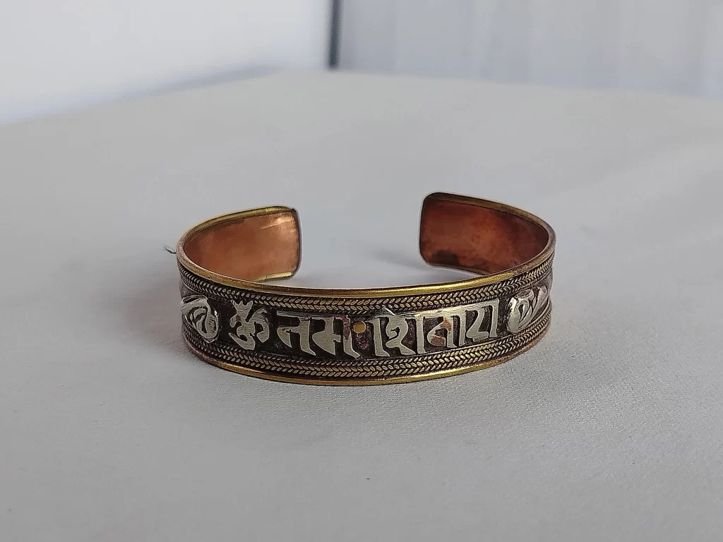 Om Namah Shiva carved Copper Bracelet - Handmade Pure Copper Bracelet
