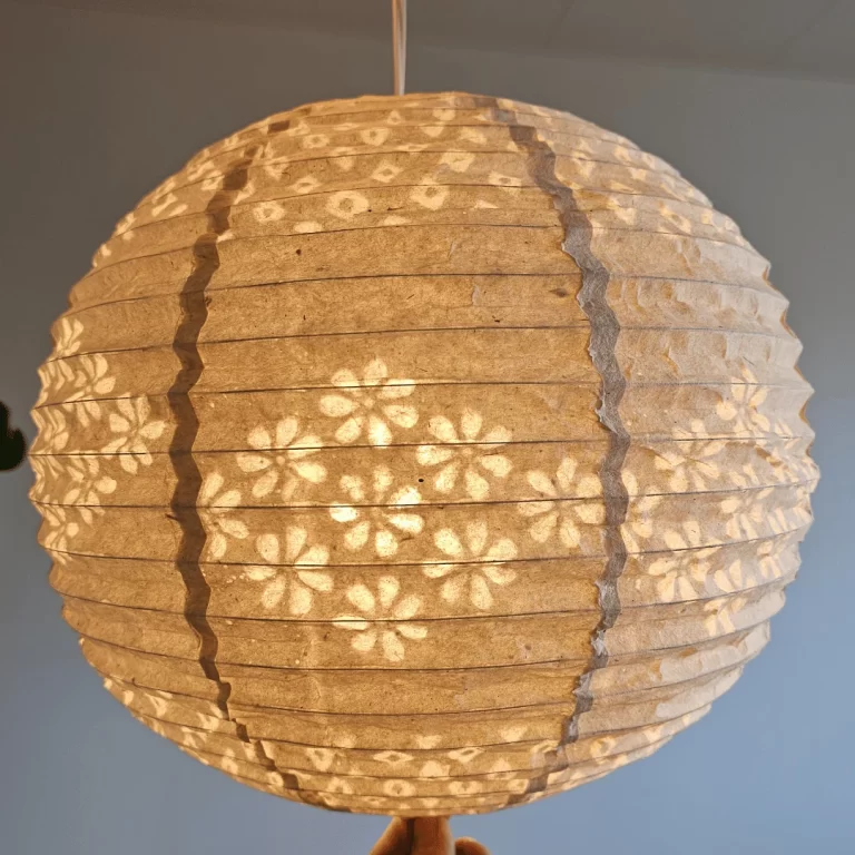Handmade Nepali Kagaj AKA Lokta Paper Lampshades - White Half Jali