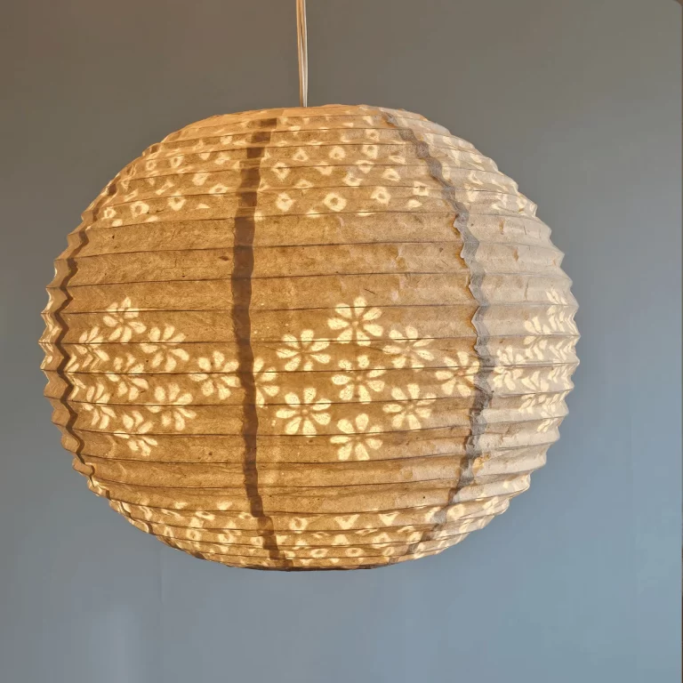 Handmade Nepali Kagaj AKA Lokta Paper Lampshades - White Half Jali