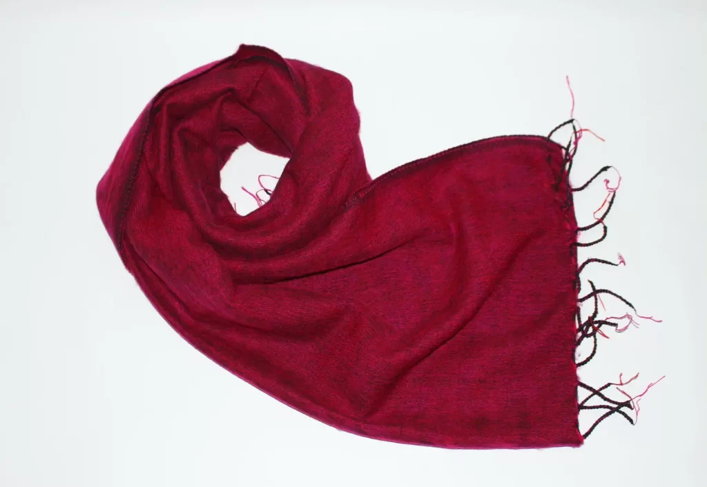 Yak Wool Shawl Burgundy Color