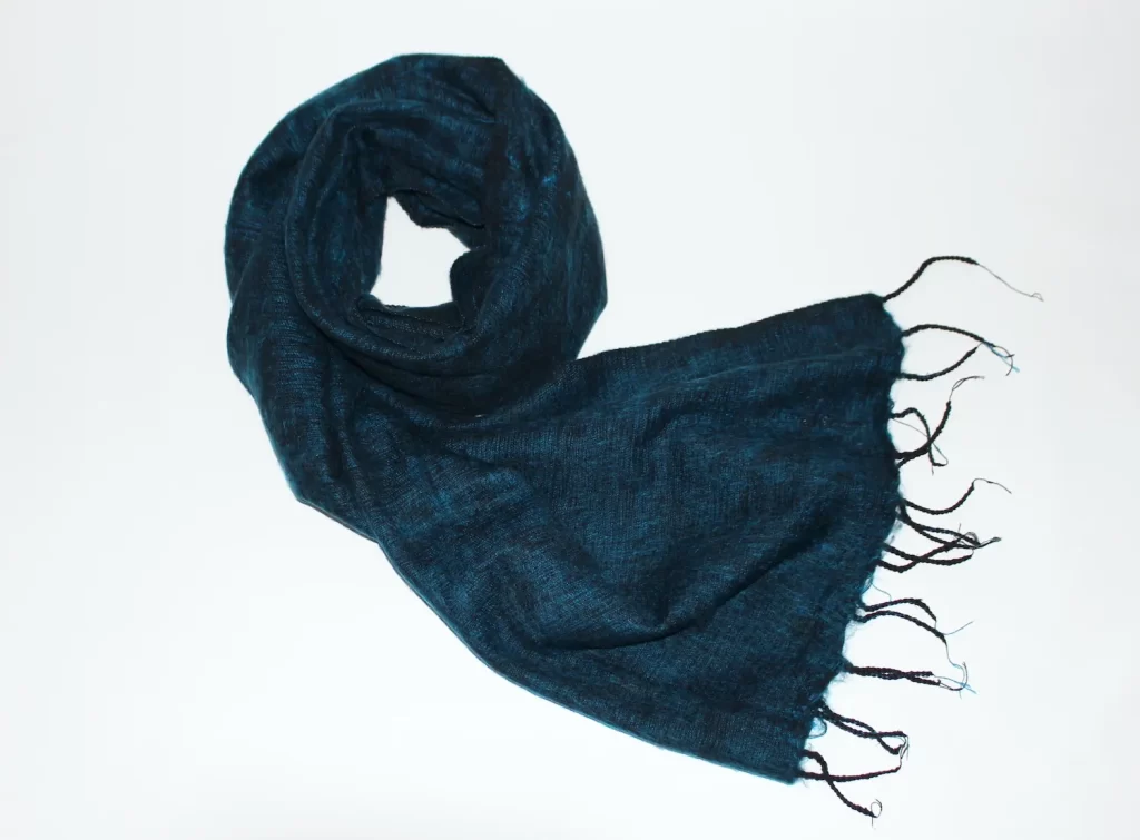 Yak Wool Shawl Petrol Blue Color