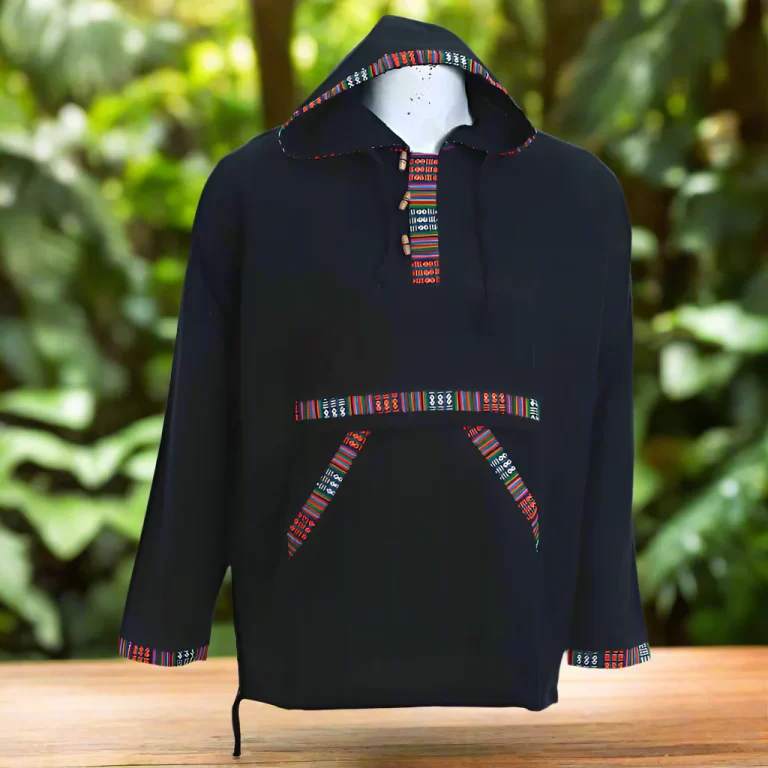 Fair Trade Nepal Light Cotton Hoodie, Black