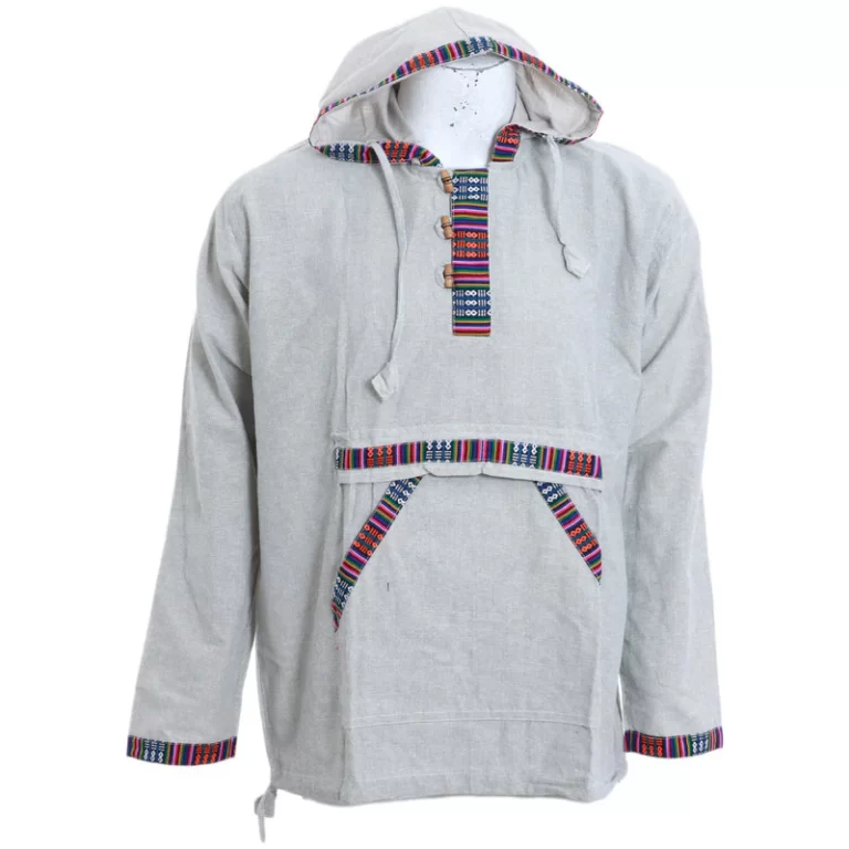 Fair Trade Nepal Light Cotton Hoodie, Gray