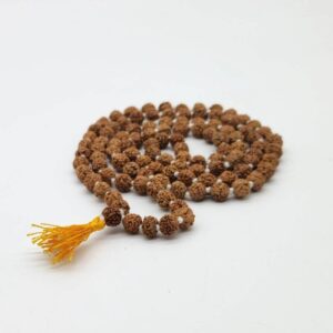 rudraksha mala 8m knotted yellow