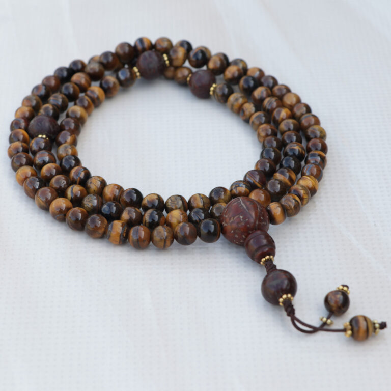 Handcrafted Antique Bodhi Tiger Eye Prayer Mala