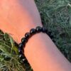 black obsidian 10mm natural gemstone bracelet top view