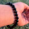 black obsidian natural gemstone bracelet top view
