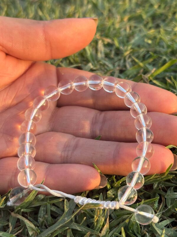 clear quartz natural gemstone bracelet close