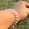 clear quartz natural gemstone bracelet left view