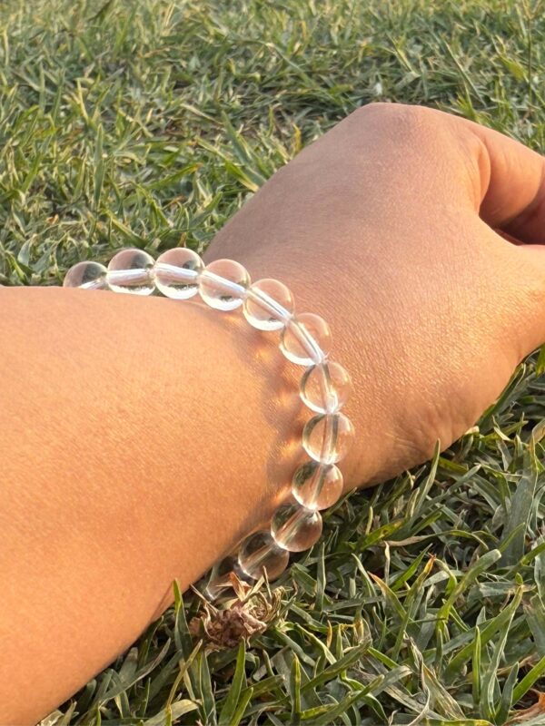 clear quartz natural gemstone bracelet left view