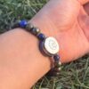 gold obsidian natural gem stone bracelet with guru bead top view
