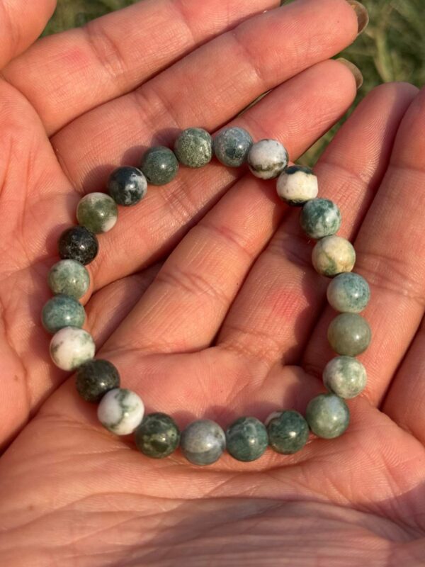 indian agate natural gemstone bracelet in palm