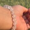 light rose quartz natural gem stone bracelet clse