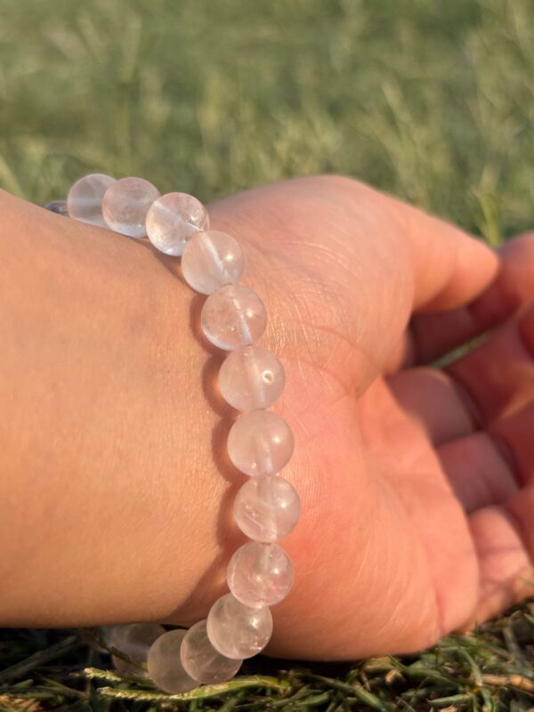 light rose quartz natural gem stone bracelet clse