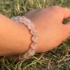 light rose quartz natural gem stone bracelet side view