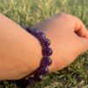 purple agate natural gem stone bracelet side top view