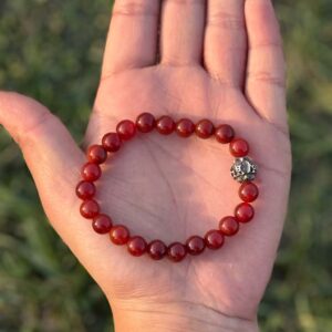 red carnelian natural gemstone bracelet with guru bead main