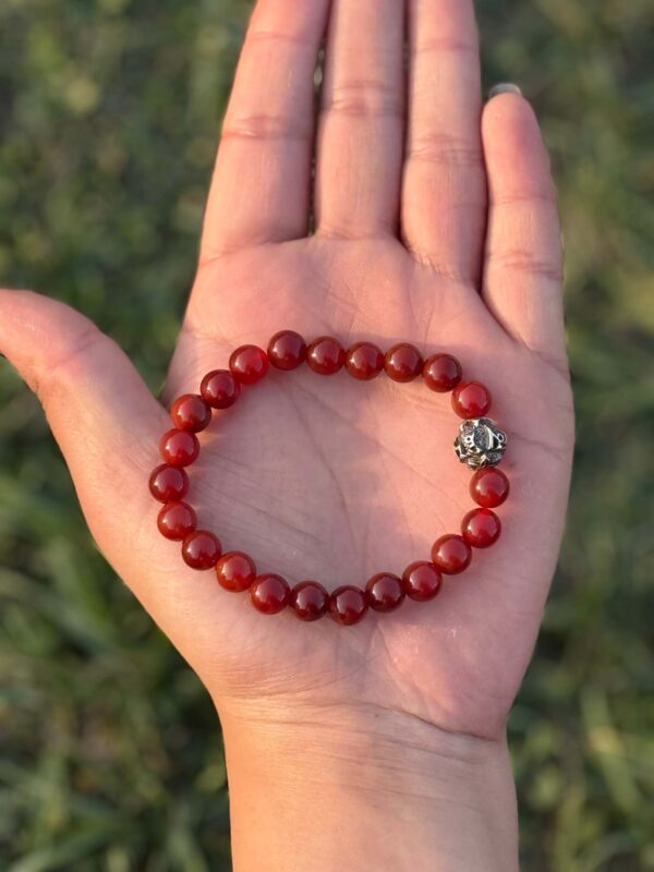red carnelian natural gemstone bracelet with guru bead main