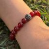 red carnelian natural gemstone bracelet with guru bead top