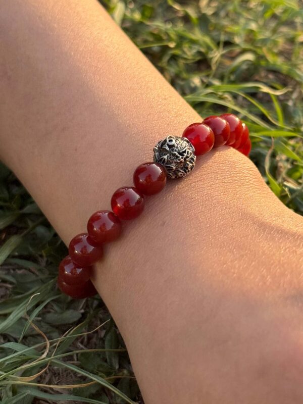 red carnelian natural gemstone bracelet with guru bead top