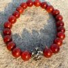 red carnelian natural gemstone bracelet with guru bead in stone