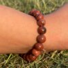 red jasper natural gem stone bracelet close view