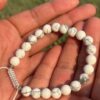 white howlite natural gemstone bracelet in palm