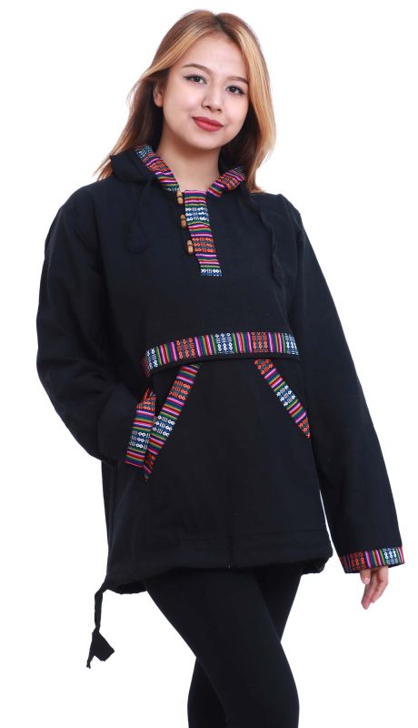 Fair Trade Nepal Cotton Hoodie black, fair trade handmade products